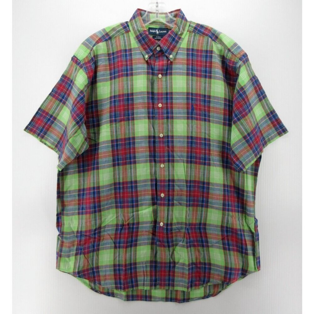 Ralph Lauren Shirt XL Blake Button Down Plaid Preppy Woven Cotton